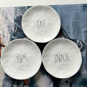 Rae Dunn White Melamine Snack Plates Set